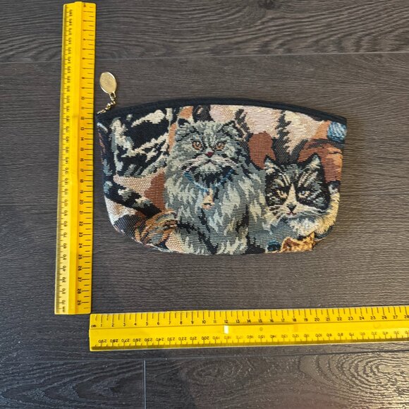 vintage Maggi B Tapestry Cats Zippered lined pouch - Picture 1 of 12